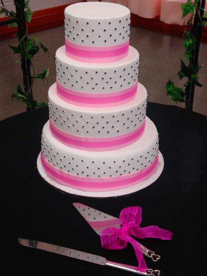 Pink and Black Wedding Cake