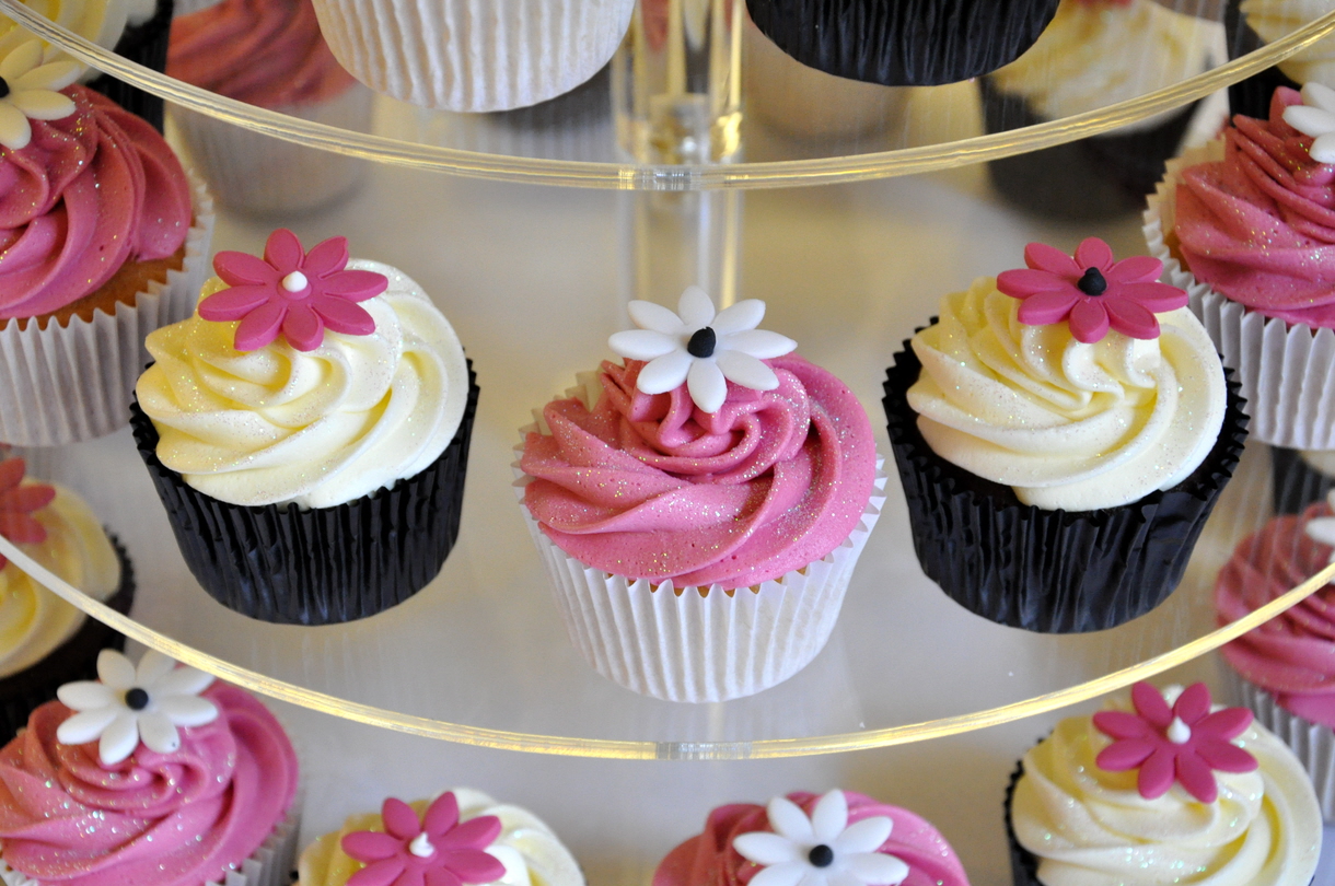 Pink and Black Wedding Cupcakes