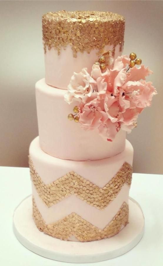 Pink and Gold Glitter Cake