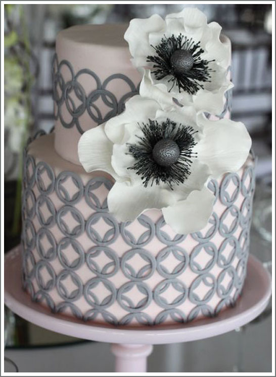 Pink and Gray Wedding Cake