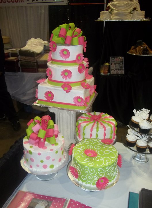 Pink and Green Wedding Cake