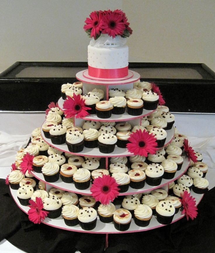 Pink and White Cupcake Wedding Cake