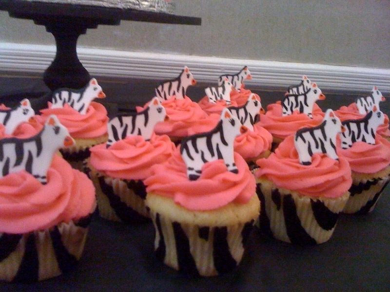 Pink and Zebra Baby Shower Cupcakes