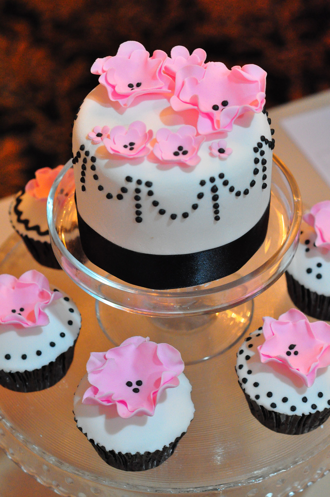 Pink Black and White Cupcakes