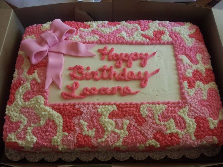 Pink Camo Birthday Sheet Cake