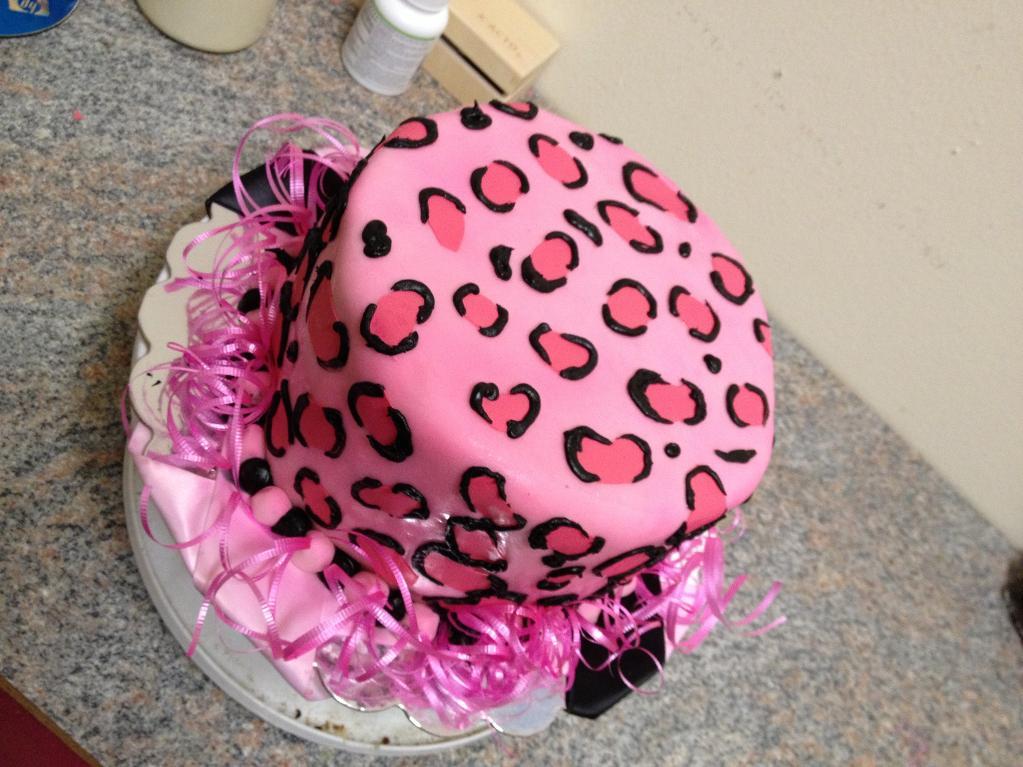 Pink Cheetah Print Cake