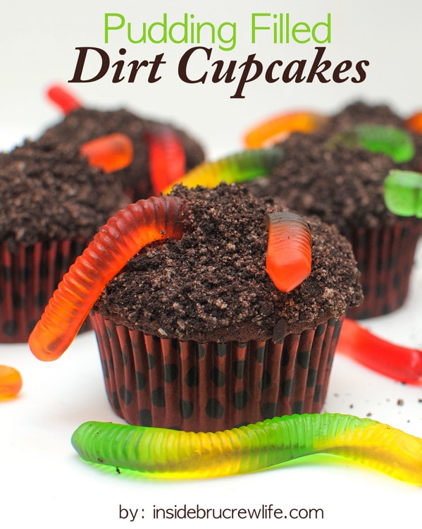 Pudding Filled Dirt Cupcakes