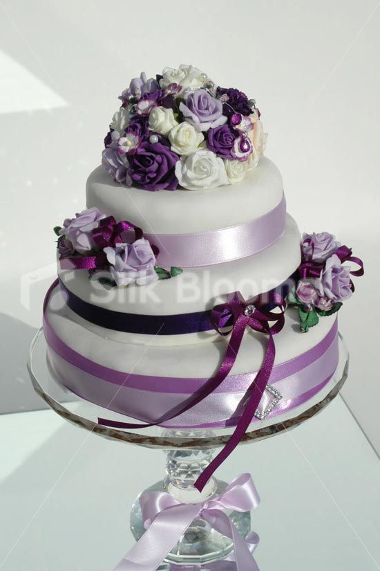 Purple and Ivory Wedding Cake Topper