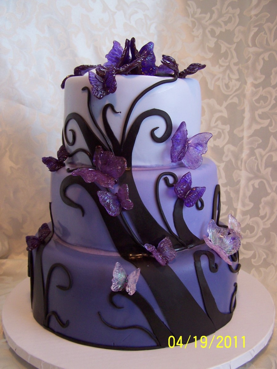 Purple Butterfly Wedding Cakes Purple Butterfly Wedding Cakes