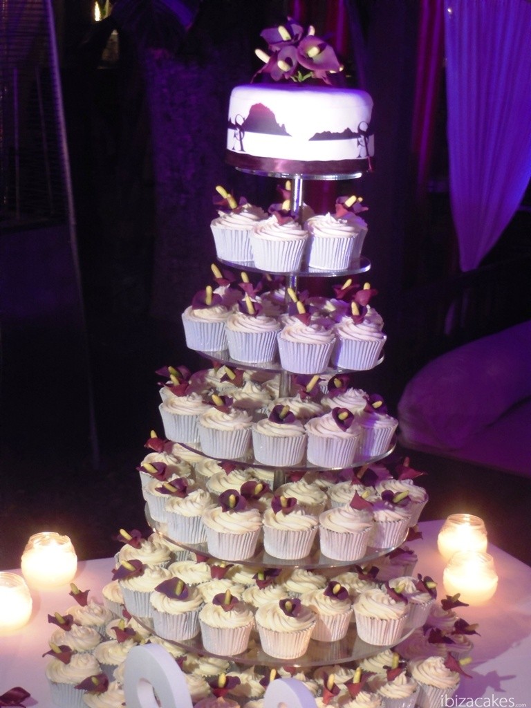Purple Cupcake Tower Wedding Cake