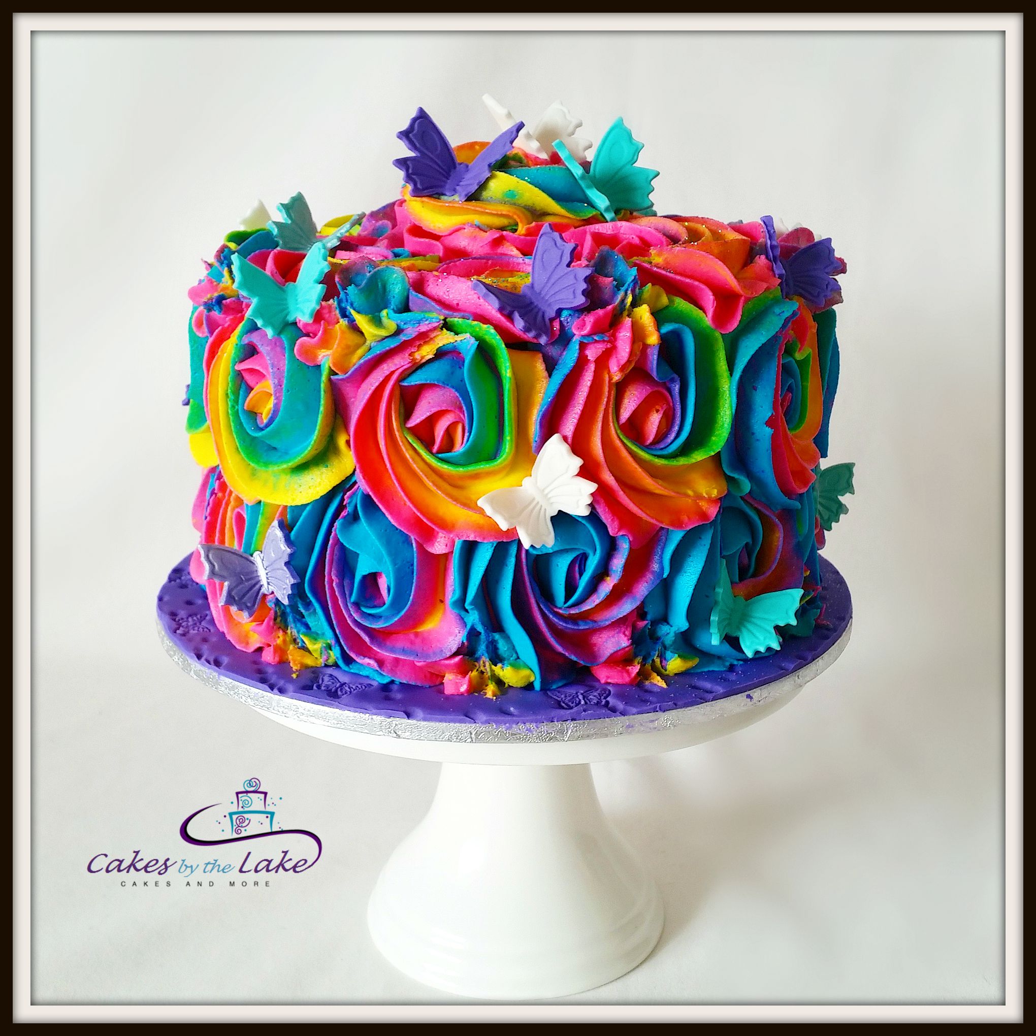 Rainbow and Butterfly Birthday Cake