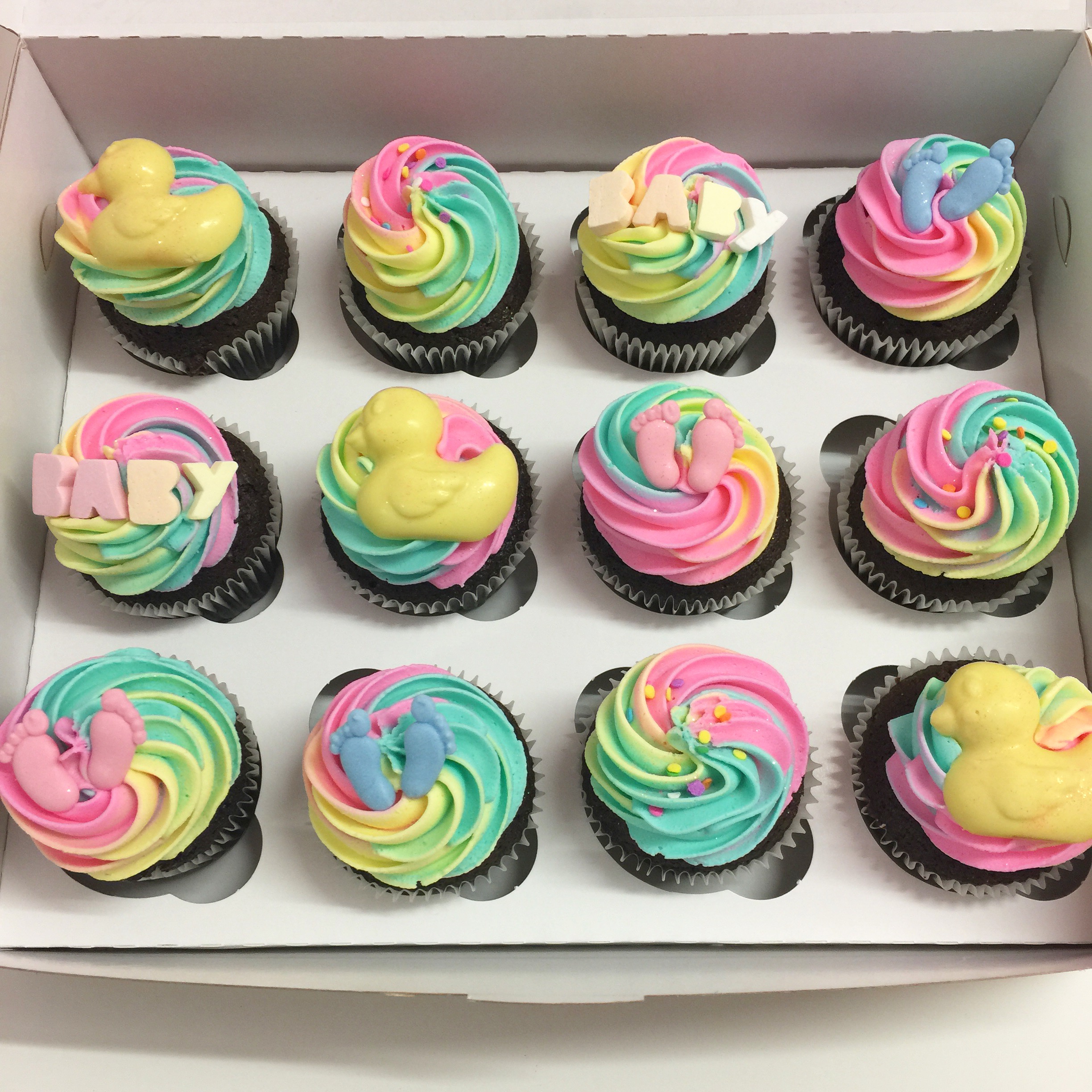 Rainbow Baby Shower Cupcakes
