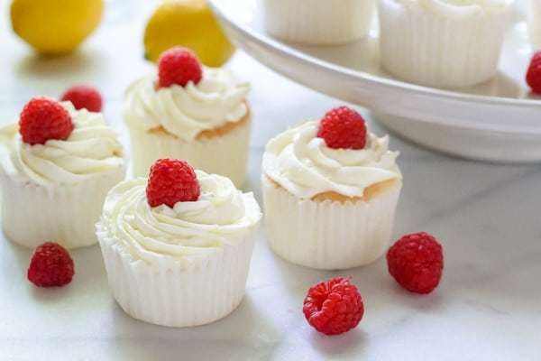 Raspberry Filled Angel Food Cupcakes