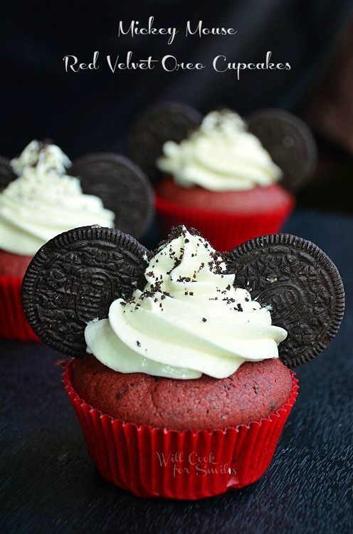 Red Velvet Oreo Cupcakes Mickey Mouse
