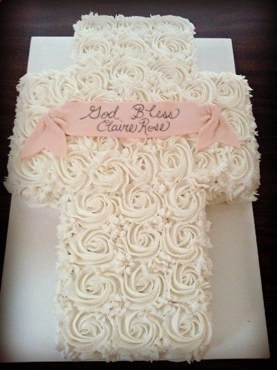 Rose Cake Baptism Cross