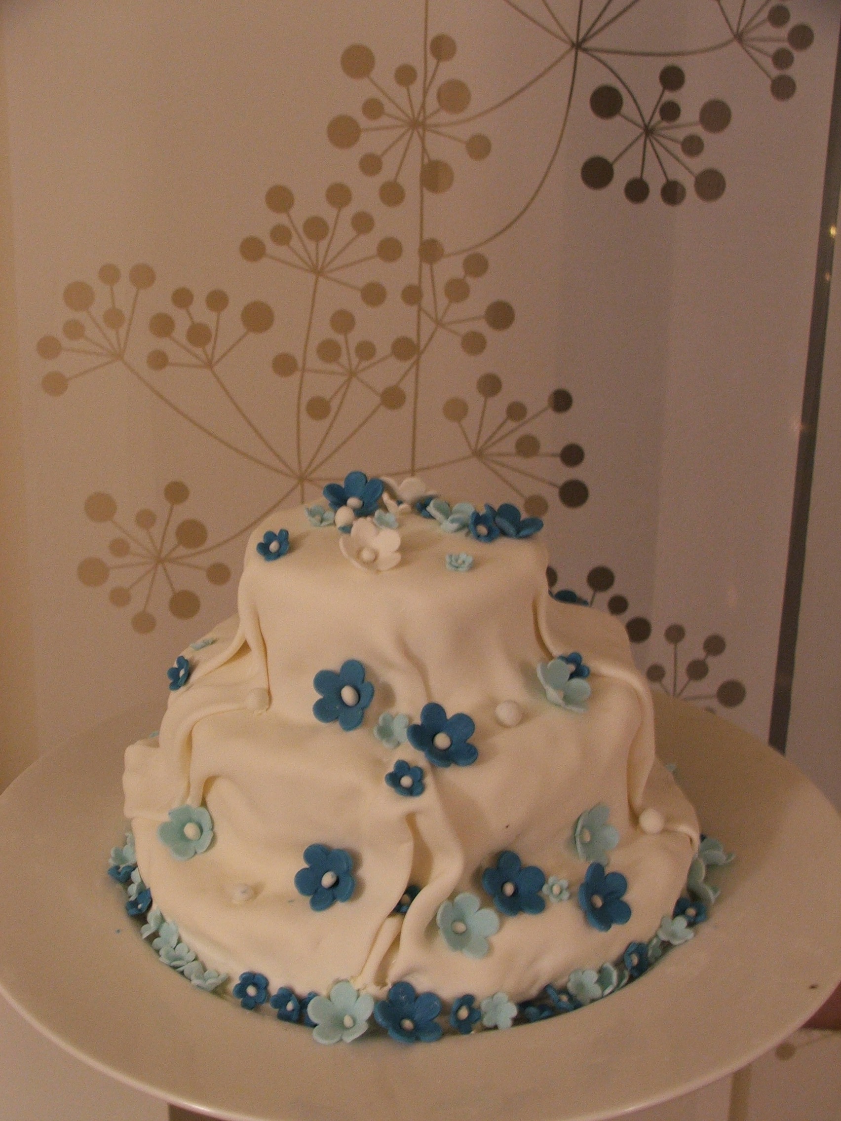 Silk Flowers On Cake