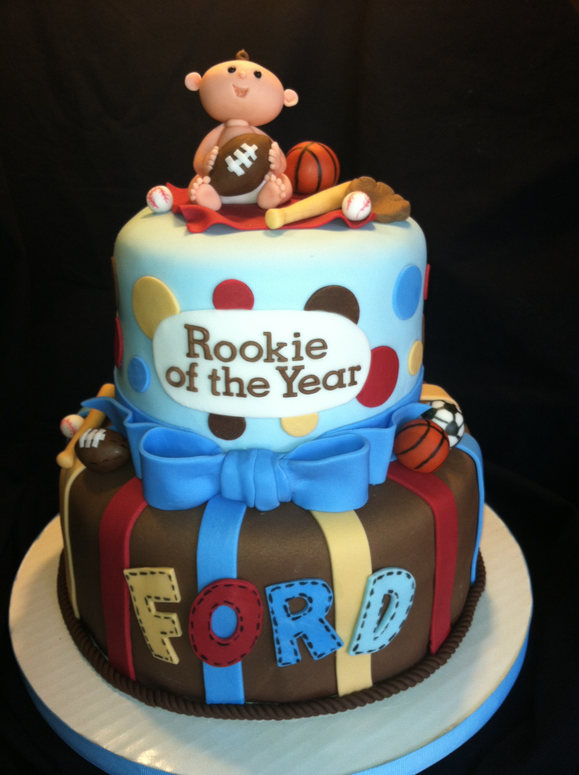 Sports Themed Baby Shower Cake - Baby Sports Themed Baby Shower Cake - Baby