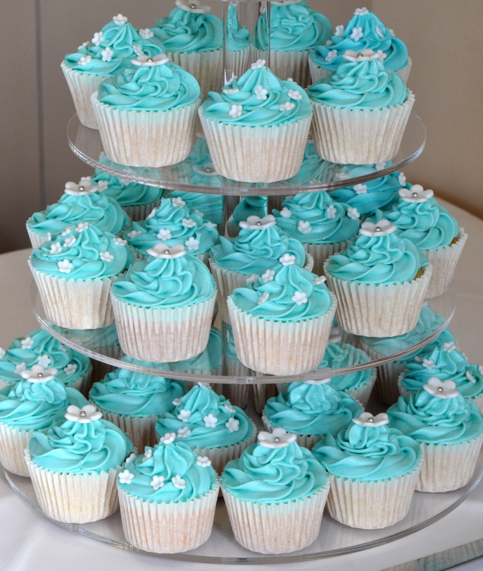 Tiffany Blue Wedding Cupcakes