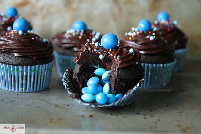 Triple Chocolate Surprise Cupcakes