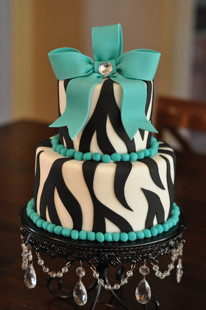 Turquoise and Zebra Cake