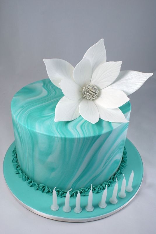 Turquoise Fondant Birthday Cakes