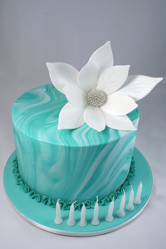 Turquoise Fondant Birthday Cakes Turquoise Fondant Birthday Cakes