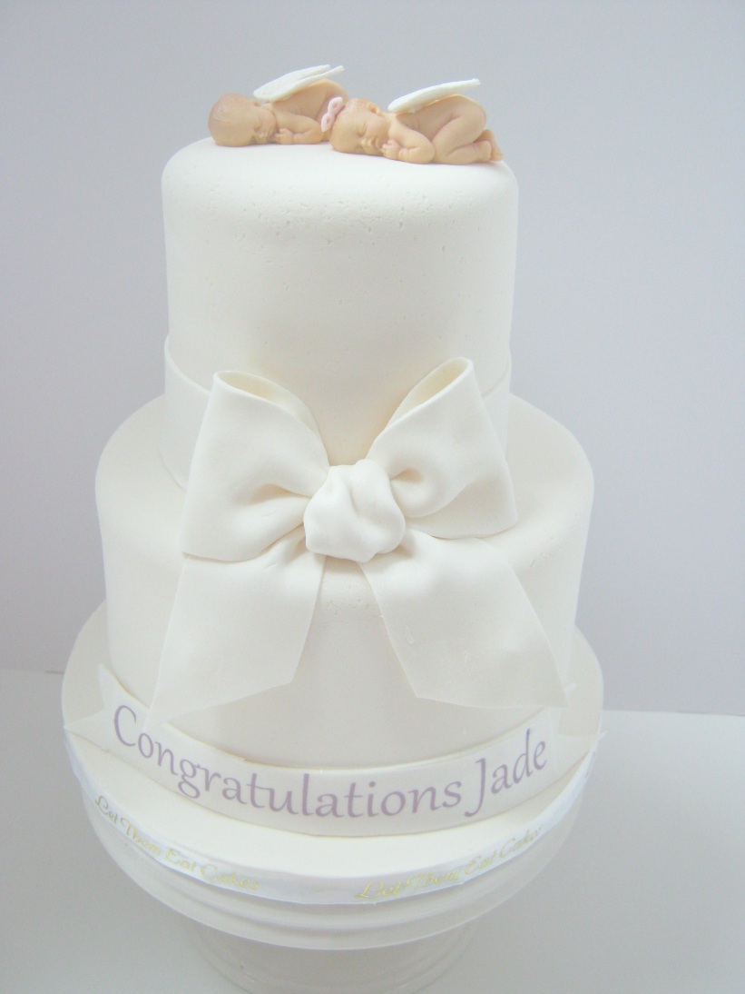 Twin Boy and Girl Baby Shower Cake Twin Boy and Girl Baby Shower Cake