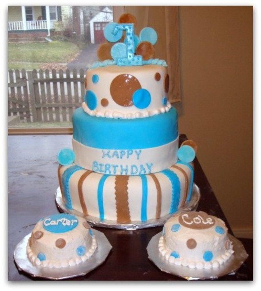Twin Boys 1st Birthday Cake Twin Boys 1st Birthday Cake