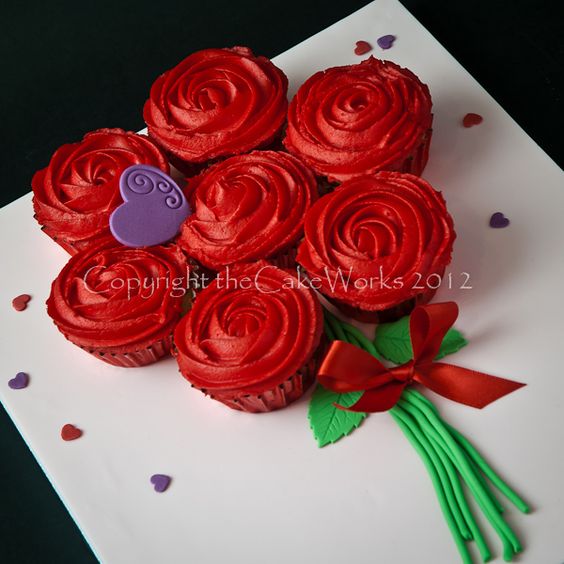 Valentine Cupcake Flower Bouquets