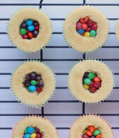 Vanilla Cupcakes with Surprise Inside