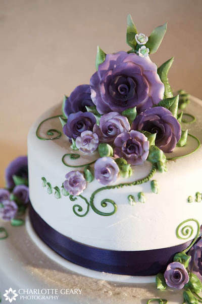 Wedding Cake Topper with Purple Flower