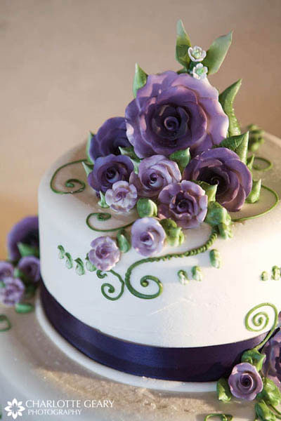Wedding Cake Topper with Purple Flower Wedding Cake Topper with Purple Flower