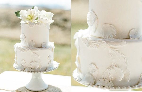 Wedding Cake with Feathers