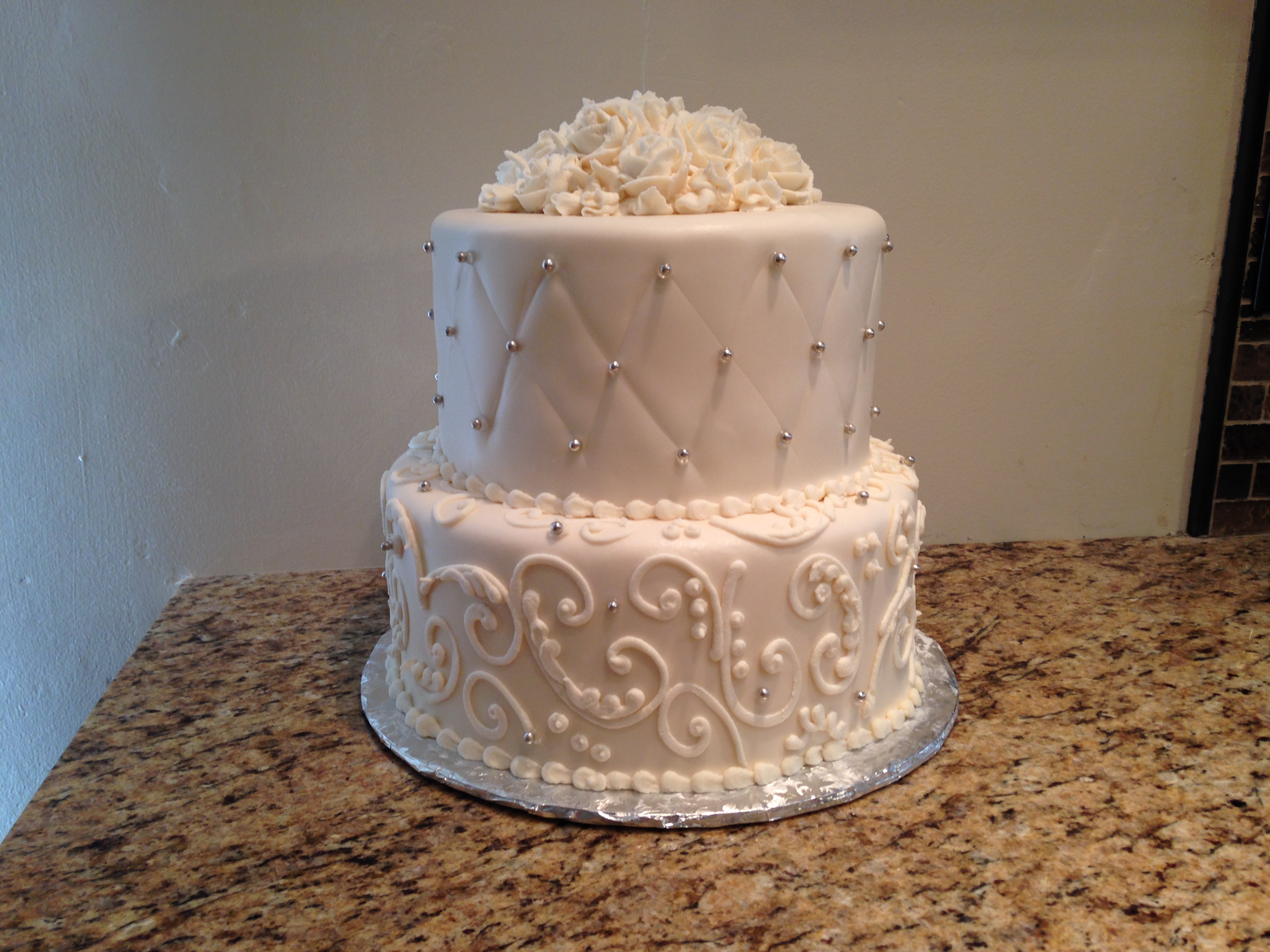 Wedding Cake with Fondant Patterns Wedding Cake with Fondant Patterns