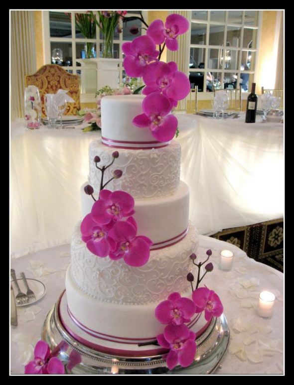 Wedding Cake with Orchid Flowers