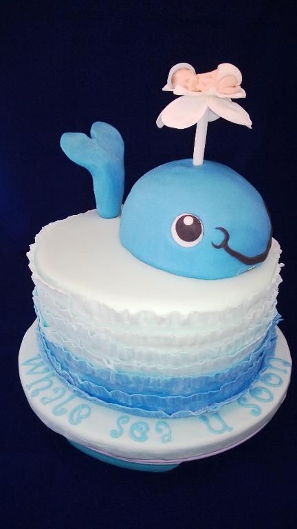 Whale Boy Baby Shower Cake