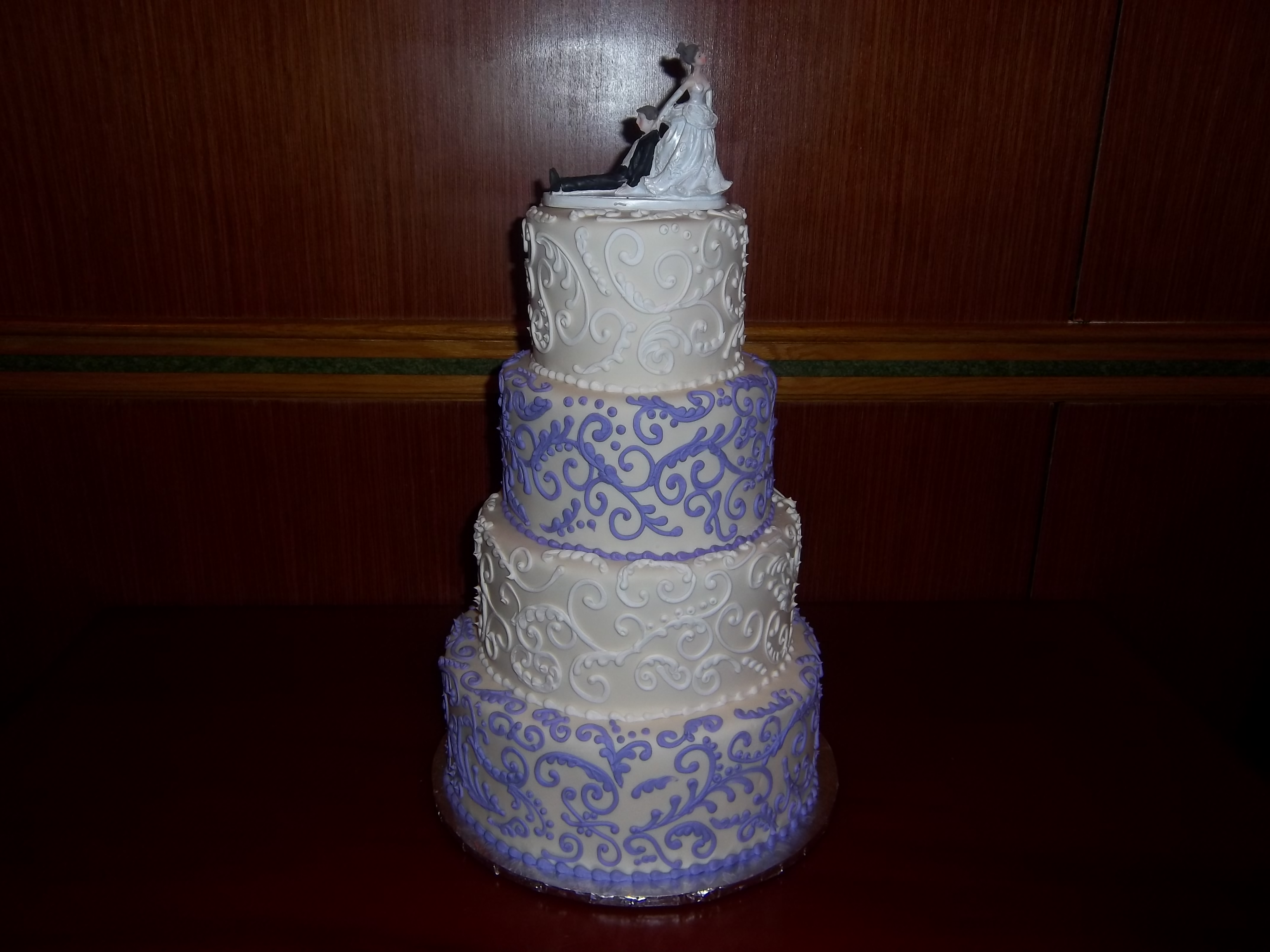 White and Lavender Wedding Cake