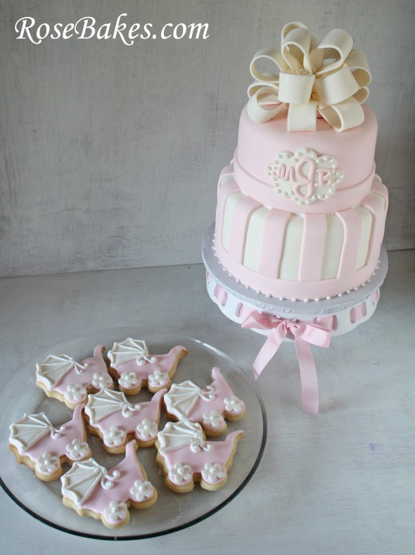 White and Pink Baby Shower Cake
