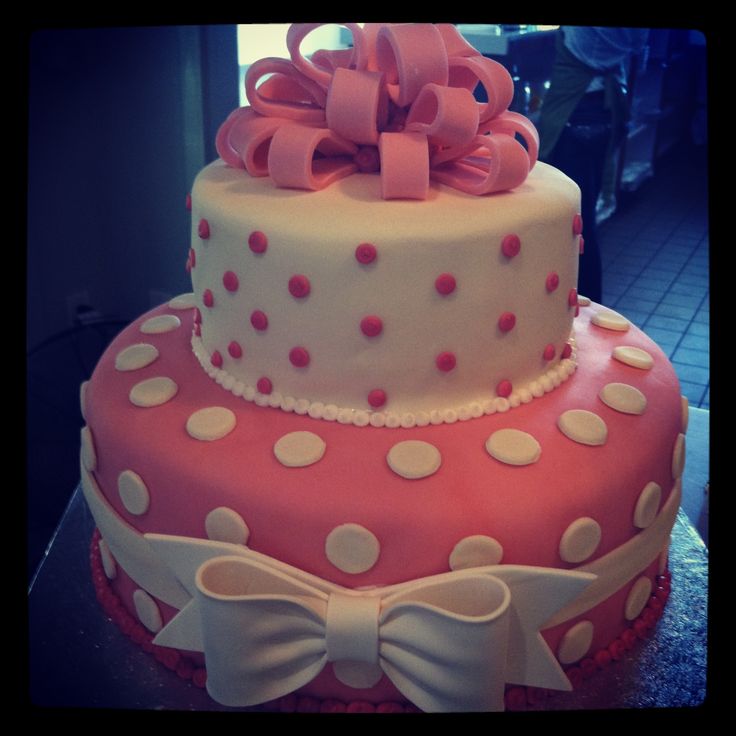 White and Pink Baby Shower Cakes Buttercream