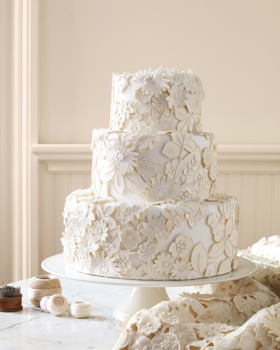 White Lace Wedding Cake