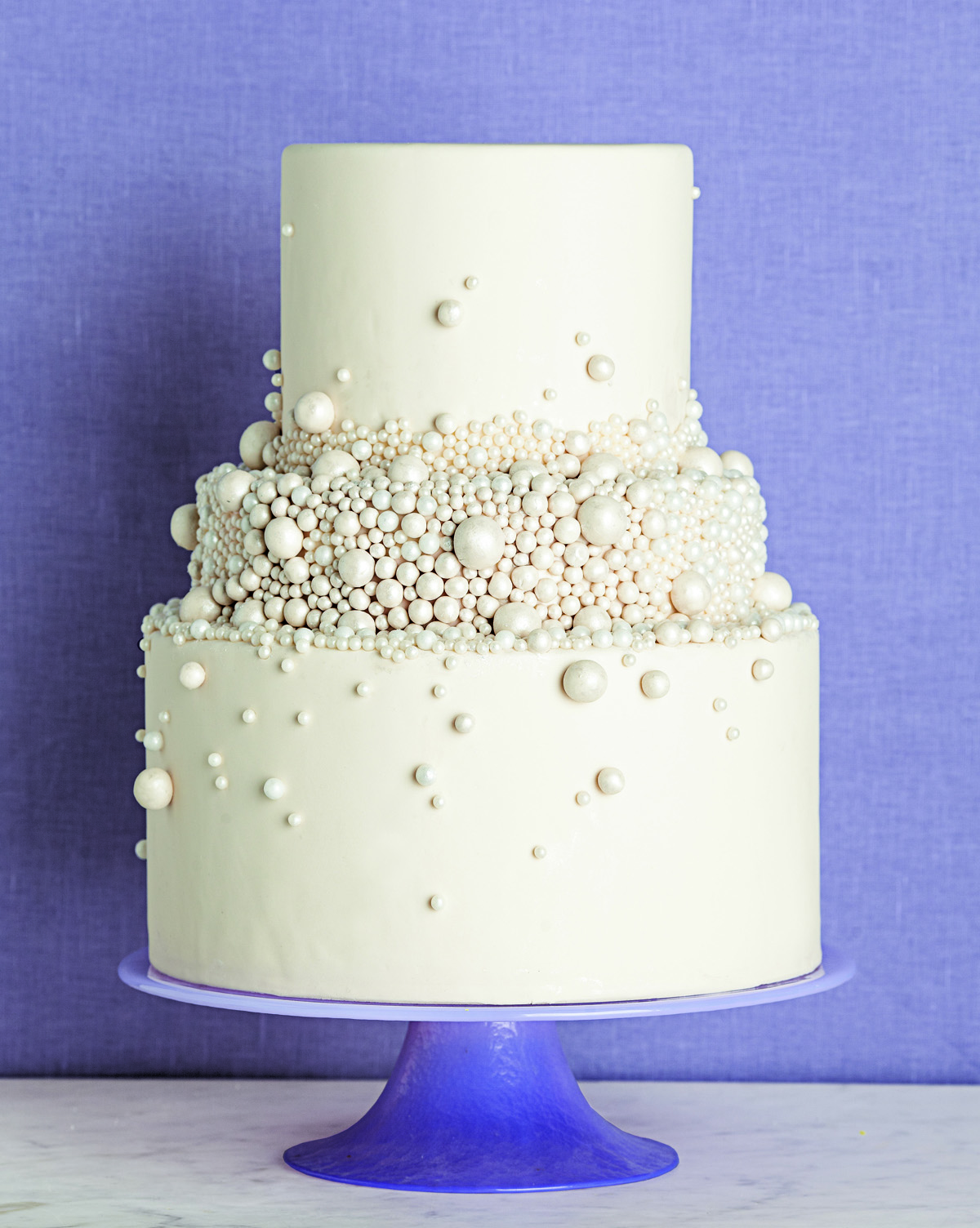 White Wedding Cake with Pearls