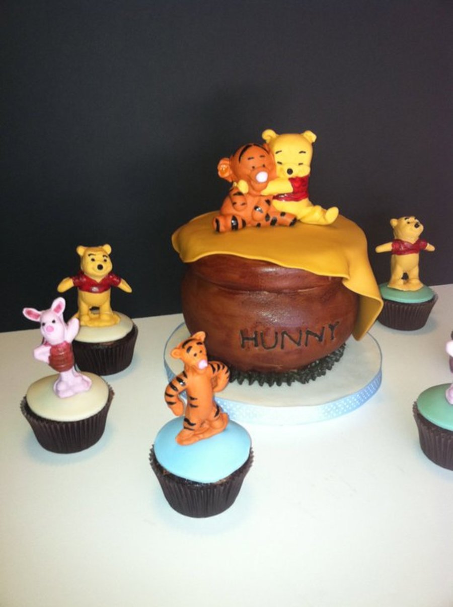 Winnie the Pooh Baby Shower Cake and Cupcakes