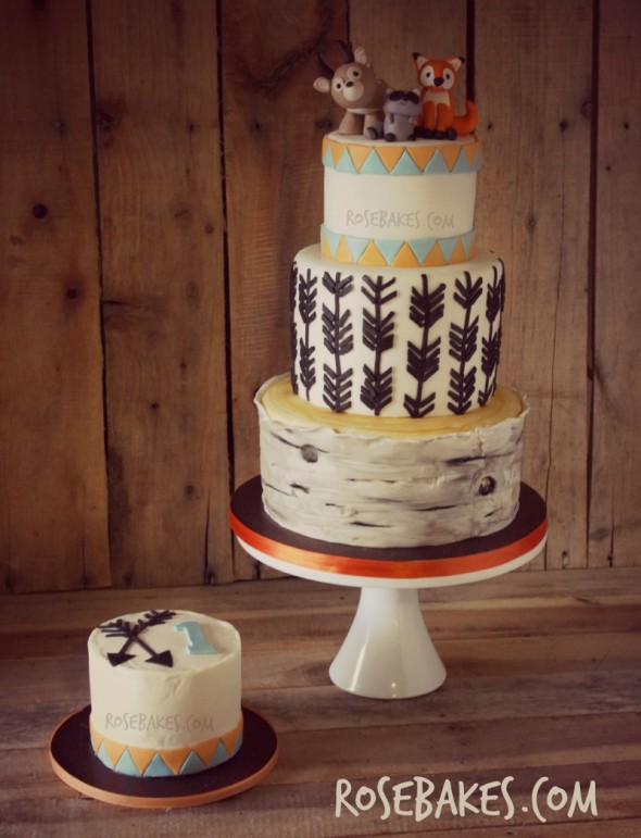 Woodland Animals Baby Shower Cake