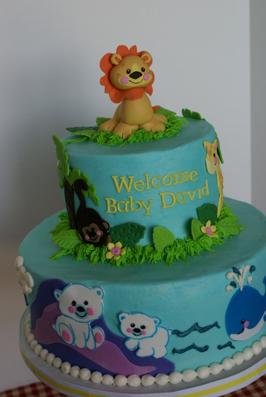 Zoo Animal Baby Shower Cake Boy