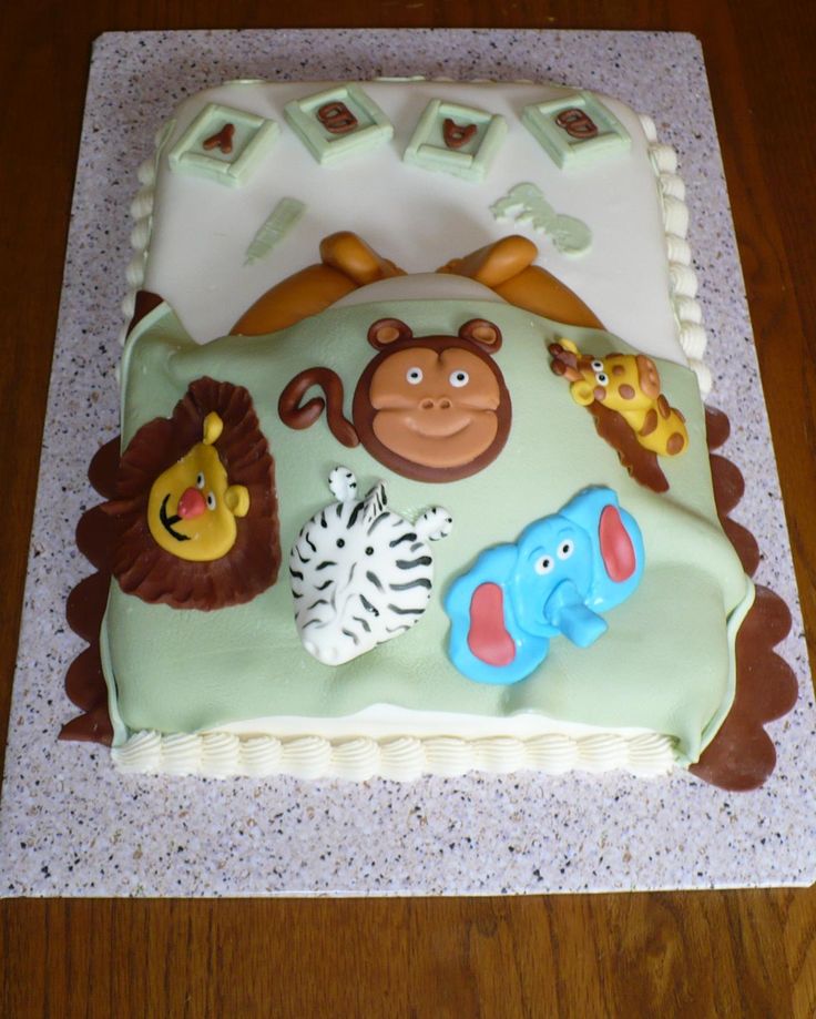 Zoo Animal Baby Shower Cake Zoo Animal Baby Shower Cake