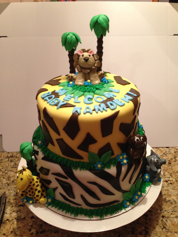 Zoo Animal Baby Shower Cake Zoo Animal Baby Shower Cake