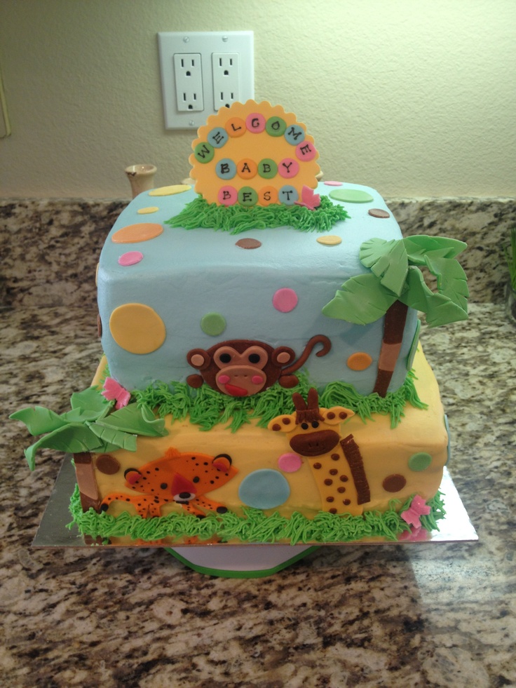 Zoo Animal Baby Shower Cake Zoo Animal Baby Shower Cake