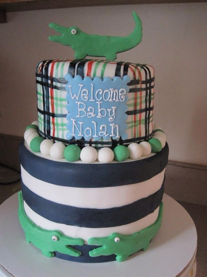 Alligator Baby Shower Cake