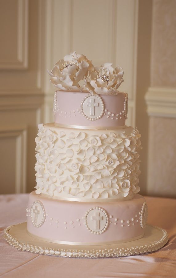 Amazing Pale Pink Christening Cake Amazing Pale Pink Christening Cake