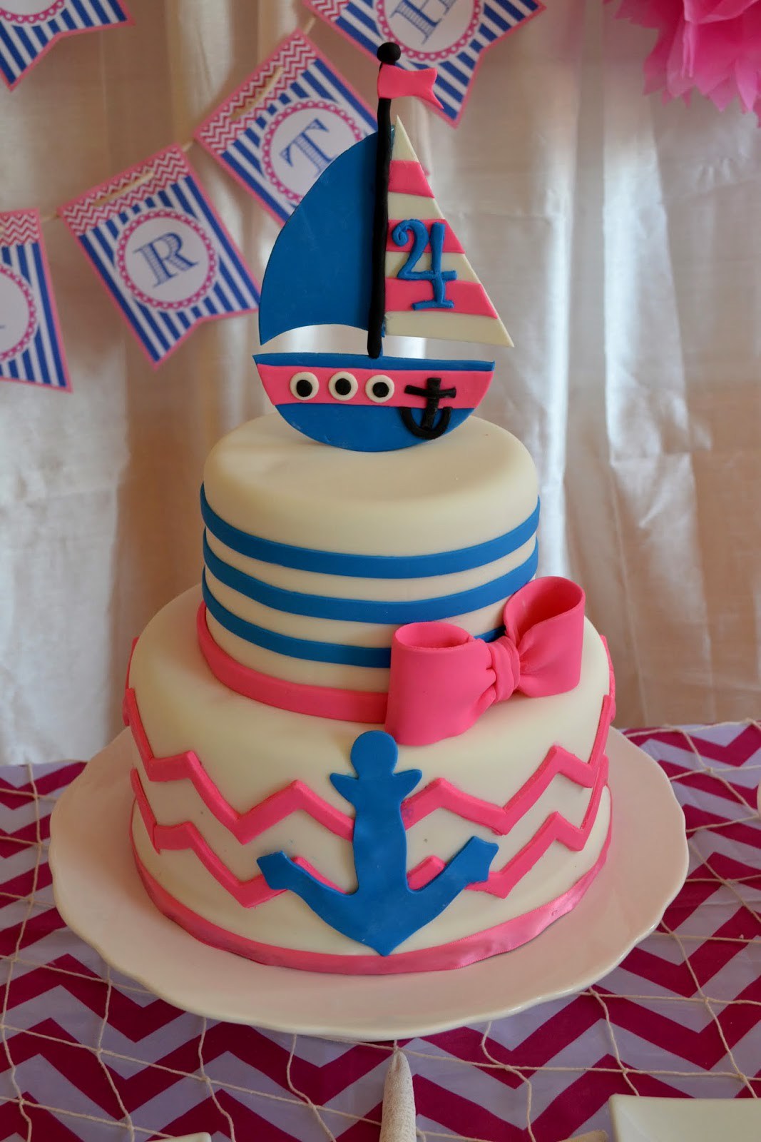 Anchor Girl Birthday Party Cakes